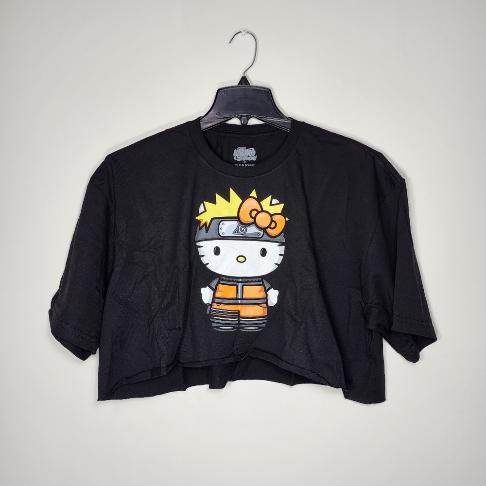 New! Naruto Shippuden × Hello Kitty Crop Top T-Shirt || Women's Size: Large